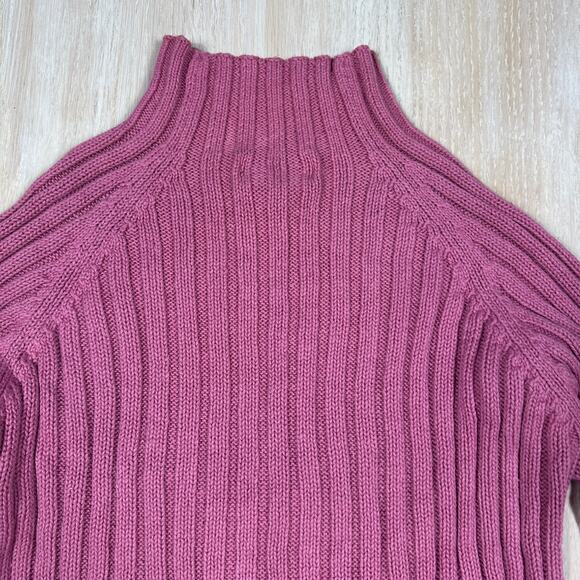 VTG Herman Geist Pink Mock Neck Ribbed Knit Slim Fit Casual Pullover Sweater LG - Picture 14 of 14